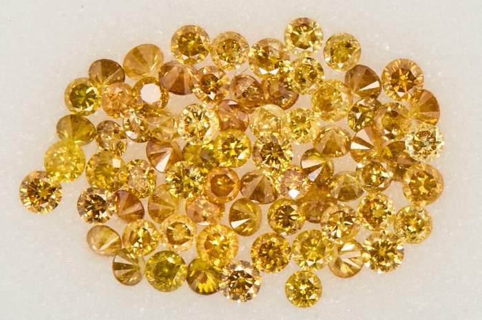 72 pcs Diamante - 1.15 ct - Rundă - NO RESERVE PRICE - Fancy Vivid to Deep Mix Yellow - SI1, SI2, VS1, VS2