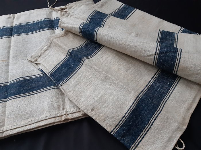 手工编织结构亚麻 - 纺织品 (2)  - 50 cm - 255 cm