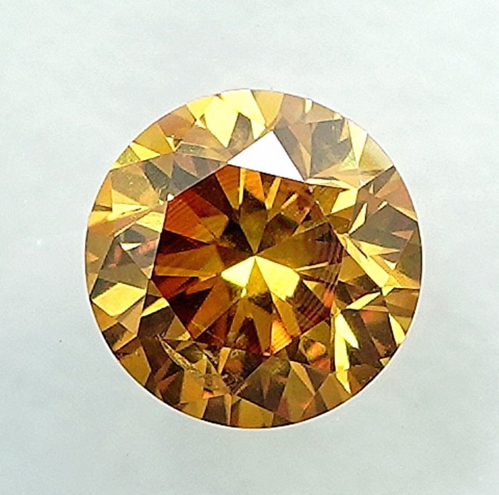 鑽石 - 0.28 ct - 明亮型 - Natural Fancy Intense Orangy Yellow - SI2