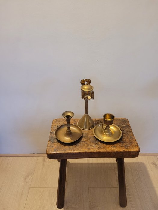燭台 牆上的古董燭台和油燈 (3) - 青銅色, 黃銅