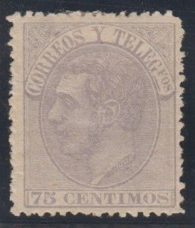 Hiszpania 1882 - Alfonsa XII. 75 centów, szaro-fioletowy. - Edifil 212