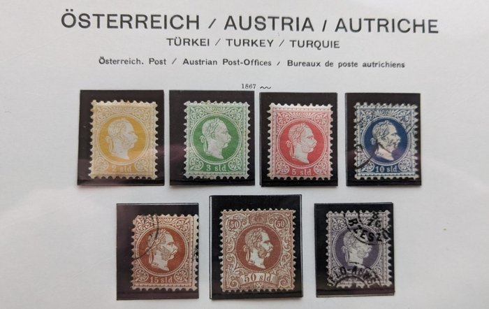 Levante (Ufficio postale austriaco) 1867 - Francobollo dell'imperatore Francesco Giuseppe - Michel 1-7 Österreichische Post in Levante