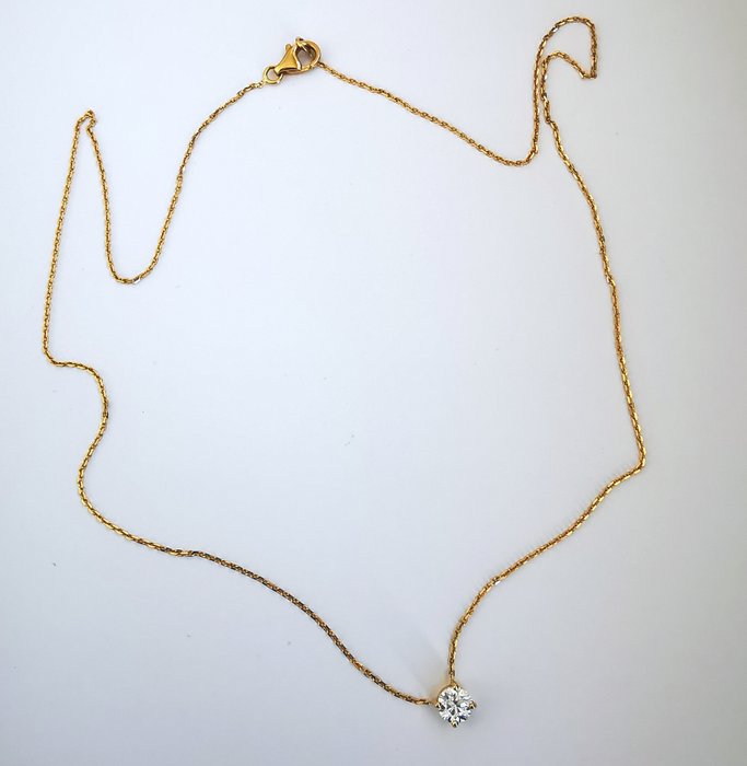 吊坠项链 - 18K包金 黄金 -  0.50 tw. 钻石  (天然) 