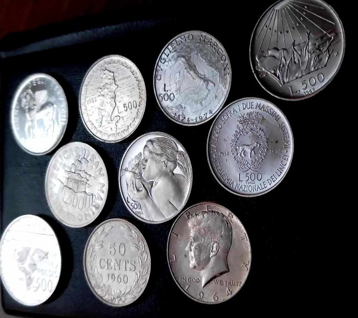 世界. Collection of 10 x World Coins,  Silver  (没有保留价)