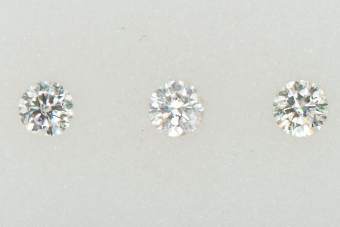 3 pcs 鑽石 - 0.32 ct - 圓形的 - NO RESERVE PRICE - G - I - SI1, SI2