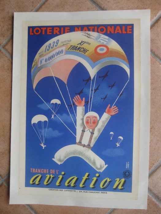 Dérouet/Lesacq - tirage de l Aviation  1939 loterie nationale - 1930-talet