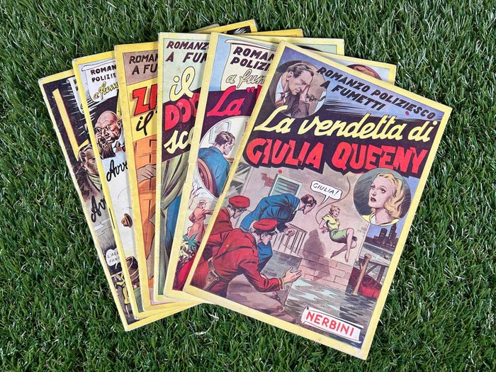 Romanzo poliziesco a fumetti nn 2, 3, 4, 6, 18, 19. - Agente segreto X-9 - 6 Album - Ensipainos - 1948