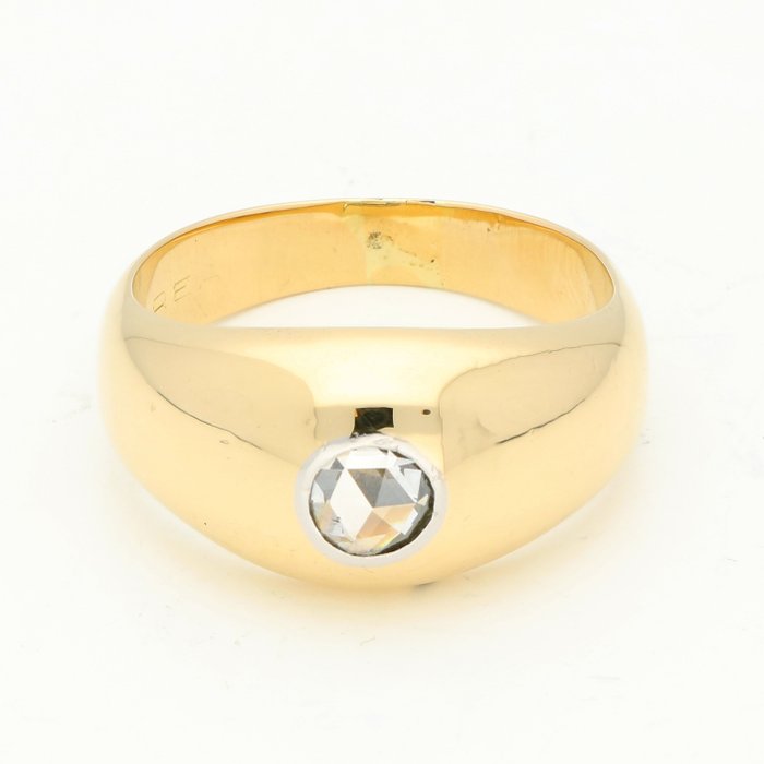 Ring - 18 kt Gelbgold, Weißgold Diamant  (Natürlich) 