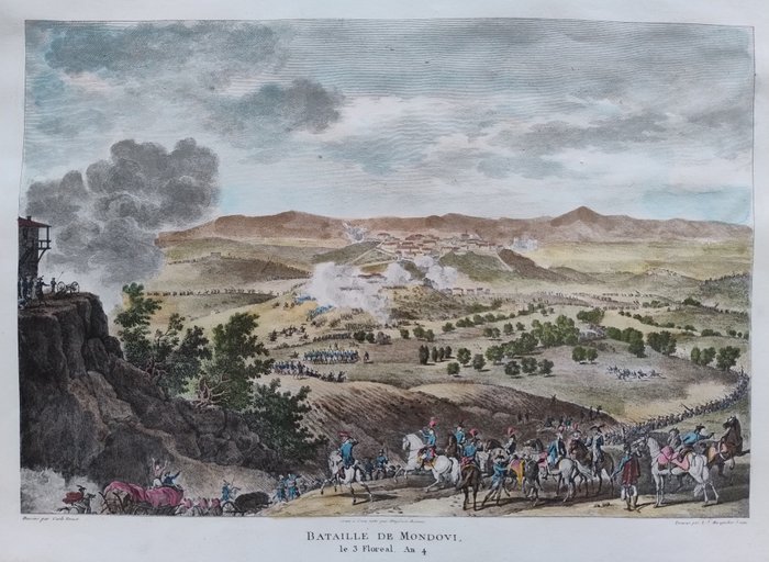 歐洲, 地圖 - 義大利 / 皮埃蒙特 / 蒙多維（拿破崙）; J. Couché - Bataille de Mondovi, le 3 Floreal, An 4 - 1821-1850