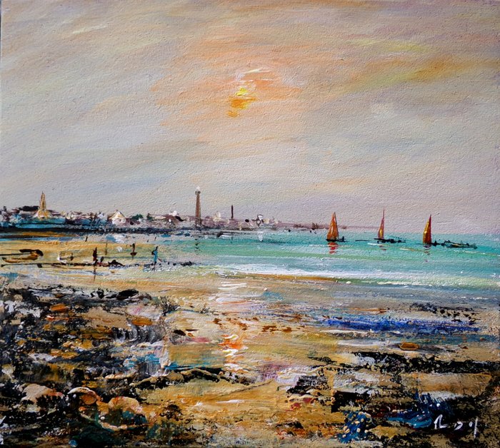 Denis Pascal dit "Roy" (XX-XXI) - Bretagne. Penmarc'h. La plage et le phare.
