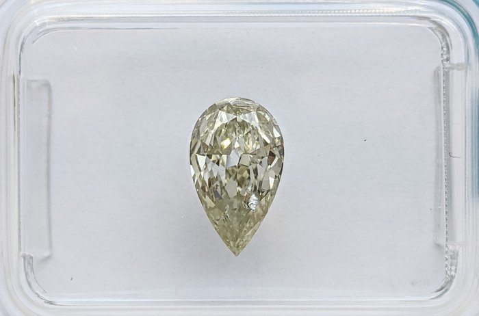 Diamant - 0.79 ct - Pară - Light Yellowish Grey Green - SI2, No Reserve Price