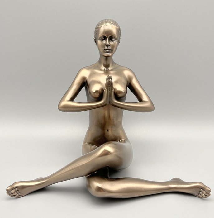 Statuetta, Body Talk - Yoga Vrouw - Bronskleurig - 14 cm - Resina
