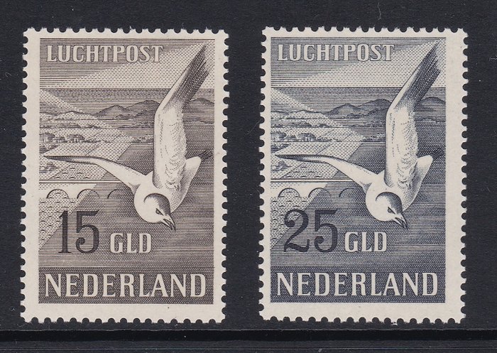 Holland 1951/1951 - Luftpost 12/13 Måge MNH med fotocertifikat - Zeemeeuw Luchtpost NVPH 12/13