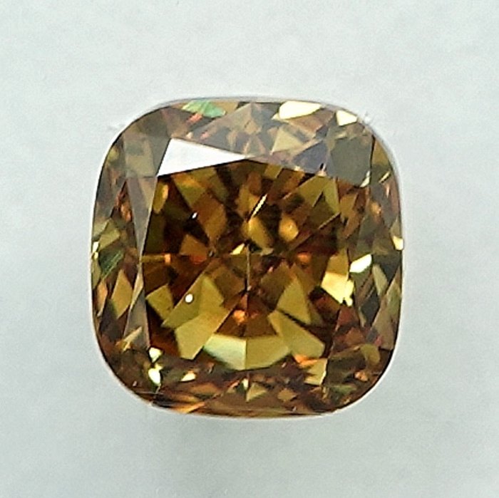 Diamond - 0.43 ct - Κούσιον - Natural Fancy Intense Brownish Orangy Yellow - VS2