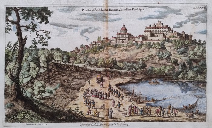 Europa, Kort - Italien / Lazio / Roma; J. Von Sandrart - Pontificis Residentia Urbana Castellum Pandolphi - 1679