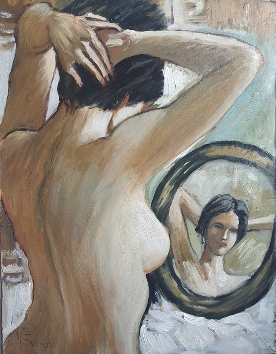 Scuola europea (XX) - Nudo allo specchio