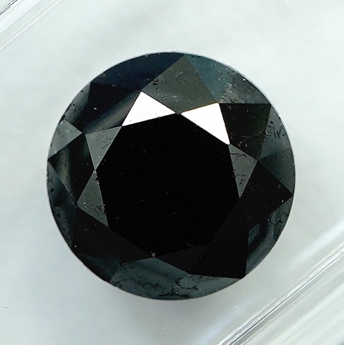 鑽石 - 3.42 ct - 明亮型 - 經顏色處理, Black - NO RESERVE PRICE