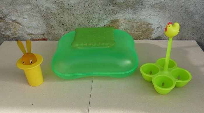 Alessi Stefano Giovannoni - 茶葉盒 (3) - 瑪麗餅乾+魔法兔子牙籤架+Coccodandy煮蛋器 - 塑料