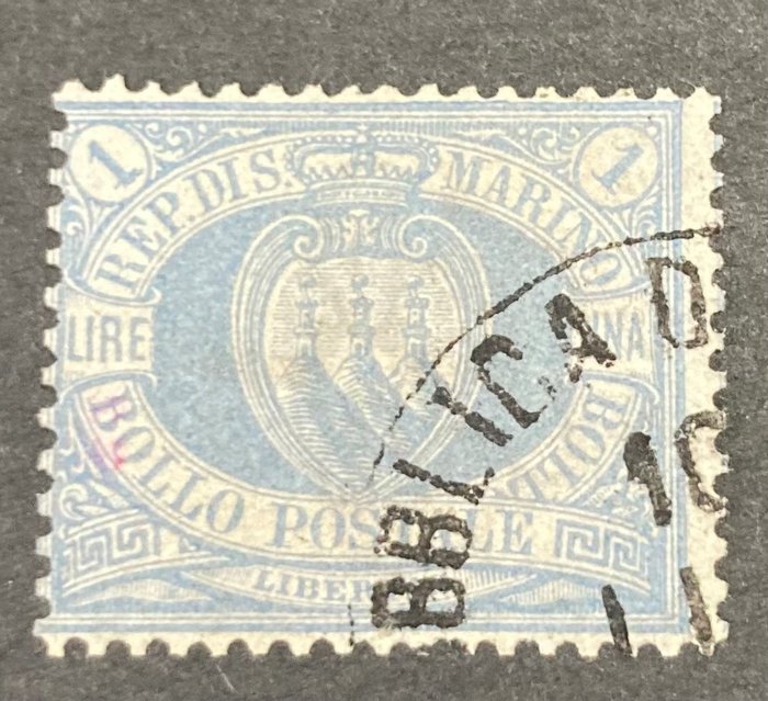 San Marino 1894 - 1 Lira oltremare - Sass #31