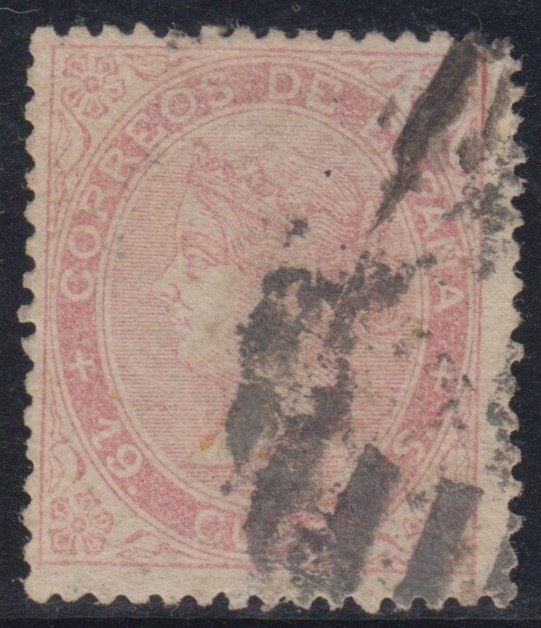 Ισπανία 1867 - Isabel II. 19 λίτρα, ροζ. - Edifil 90