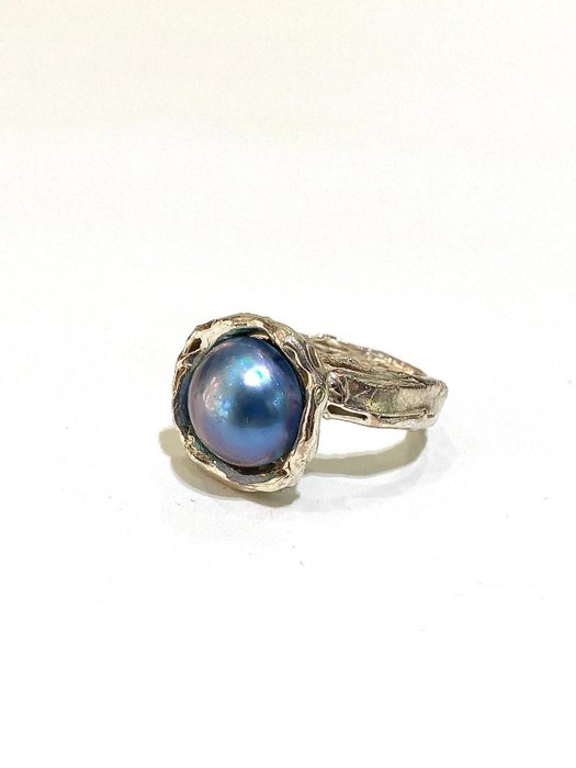 No Reserve Price - Ring Silver Pearl 