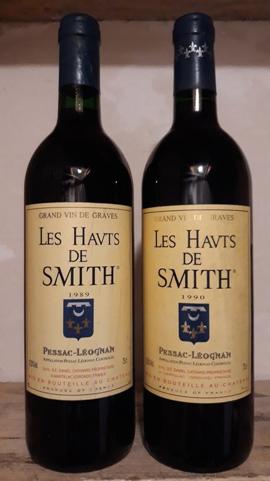 1990 & 1989 Les Hauts de Smith, 2nd wine of Château Smith Haut Lafitte - Pessac-Léognan - 2 Butelki (0,75l)