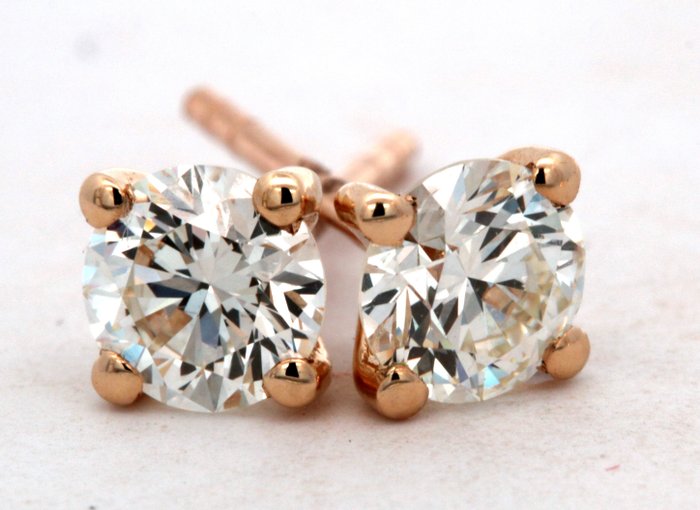 Boucles d'oreilles - 14 carats Or jaune -  1.00ct. tw. Diamant  (Naturelle)