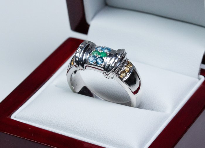 Zonder Minimumprijs - diverse Edelsteine - Ring - 925 zilver 