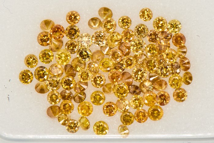 88 pcs Diamante - 0.89 ct - Rundă - NO RESERVE PRICE - Fancy Vivid to Deep Mix Yellow - SI1, SI2, VS1, VS2