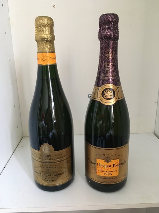 1989 Veuve Clicquot, Trilennium Reserve Cuvée & 1995 Vintage Reserve - 香檳 Brut - 2 瓶 (0.75L)