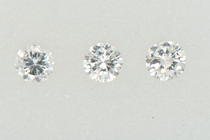 3 pcs 鑽石 - 0.26 ct - 圓形的 - NO RESERVE PRICE - G - H - SI1, SI2