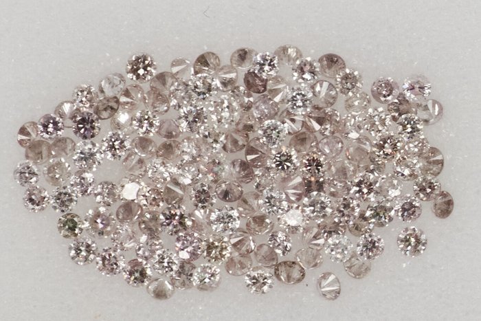 132 pcs 鑽石 - 0.90 ct - 圓形的 - NO RESERVE PRICE - Mix Brown - Pink* - I1, SI1, SI2, VS1, VS2