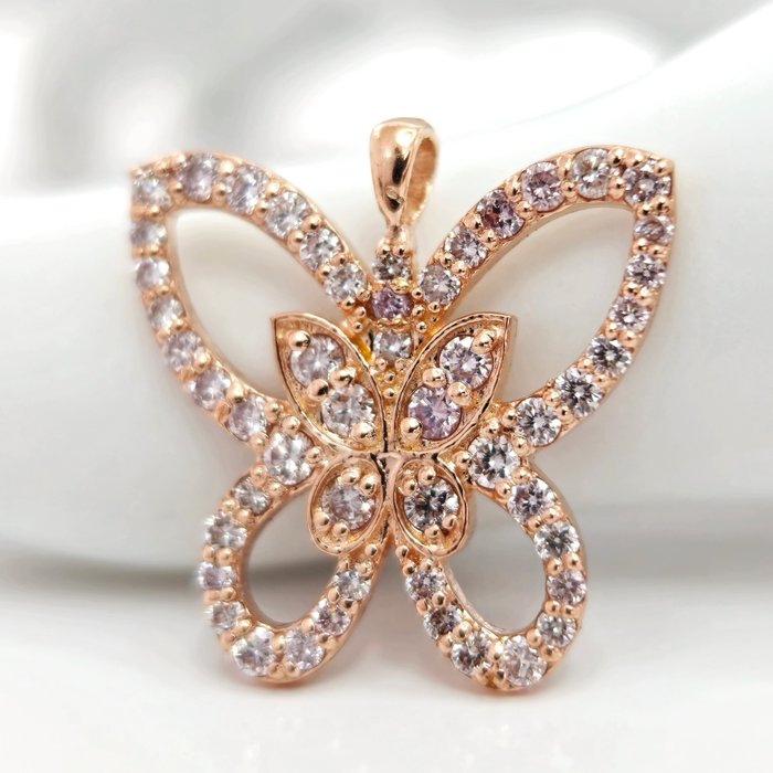 *no reserve* 0.85 ct  Fancy Pink Diamond Designer Pendant - 2.34 gr - 14 kt Roségold - Anhänger - 0.85 ct Diamant