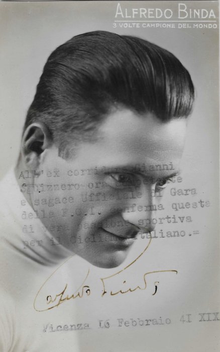 Signed Photo - ALFREDO BINDA, First World Champion 1927, 1930 and 1932