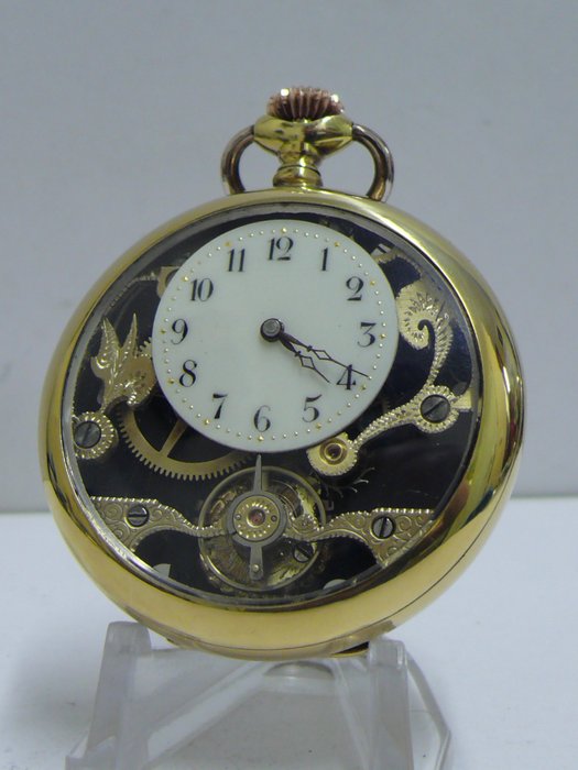 Unbranded - 8 Days/Jours Skeleton customized pocket watch No Reserve Price - 1850-1900