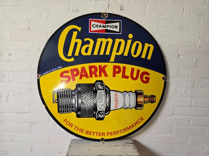 Champion Champion XL werkplaats design - Reclamebord (1) - Reclamebord // Deurpost - Emaille, Staal