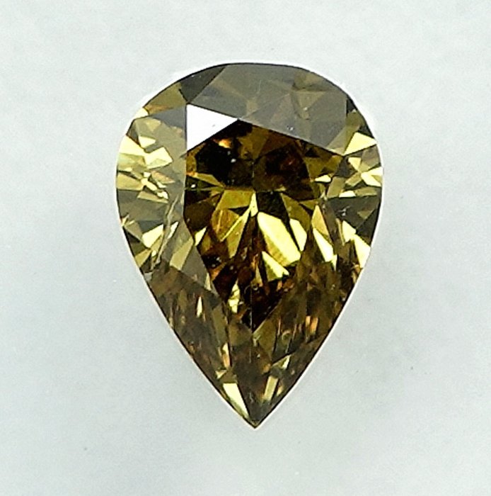 鑽石 - 0.39 ct - 梨形 - Natural Fancy Deep Yellow - SI2