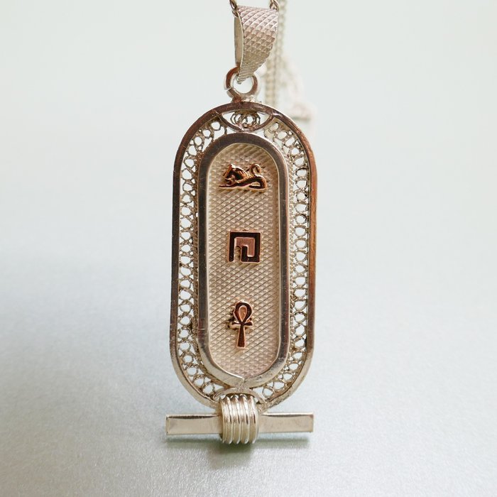 Ohne Mindestpreis - Egyptische Cartouche - Caïro 1947 - Halskette mit Anhänger Silber 