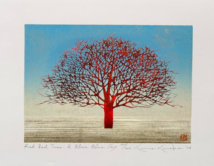 "Red Red Tree and Blue Blue Sky" - Signed and numbered by the artist 162/200 - 2006 - Kunio Kaneko (b 1949) - Japon  (Sans Prix de Réserve)