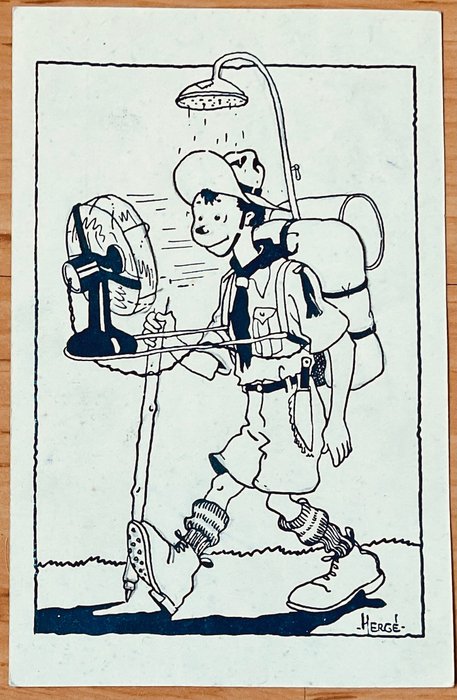 Hergé - Carte Postale Scout Ventilateur - 1 Postikortti - Ensipainos - 1929