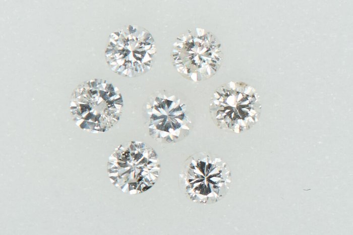 7 pcs 钻石 - 0.34 ct - 圆形的 - NO RESERVE PRICE - F - G - I1 内含一级, SI1 微内含一级, SI2 微内含二级