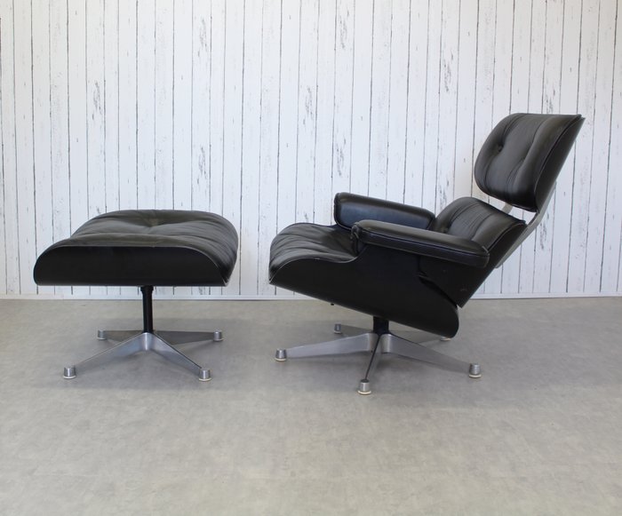 ICF - Charles & Ray Eames - Lenestol (2) - Lounge Chair 670/B 671/B - Lær, Stål, Tre