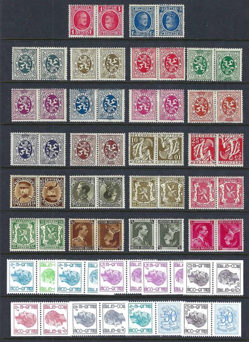 Belgio 1922/1978 - la serie completa di francobolli Headstanding - OBP/COB KP1/29
