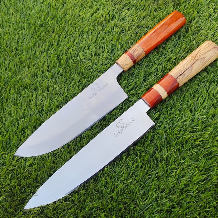 Køkkenkniv - Europæisk professionel køkken Burja kniv med skaft i asketræ og farvetræ - Asien