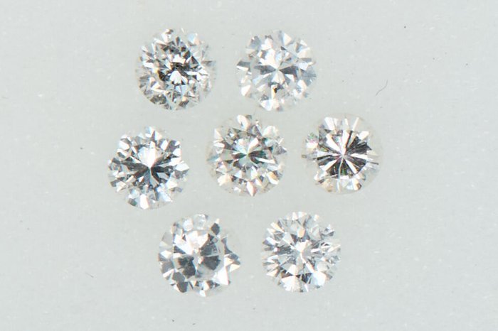 7 pcs 钻石 - 0.37 ct - 圆形的 - NO RESERVE PRICE - G - H - I1 内含一级, SI1 微内含一级, SI2 微内含二级, VS1 轻微内含一级, VS2 轻微内含二级