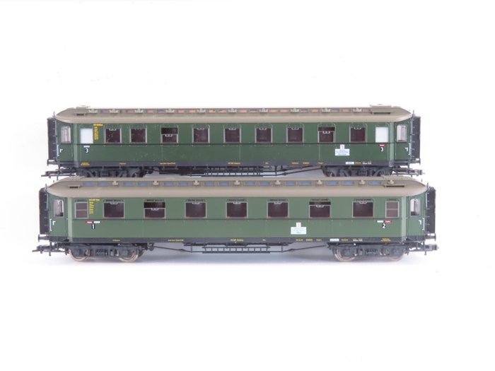 Fleischmann H0 - 5683 03/5691K - Wagon de passagers pour trains miniatures (2) - Voitures de grandes lignes à 4 essieux, 1re/2e et 3e classes - DB