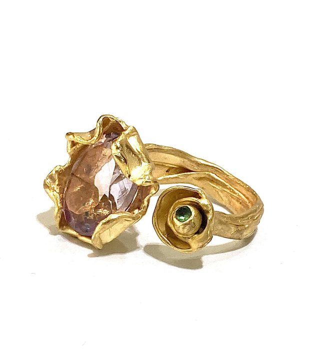 Utan reservationspris - Cocktail-ring Gold-plated, Silver Ametist 