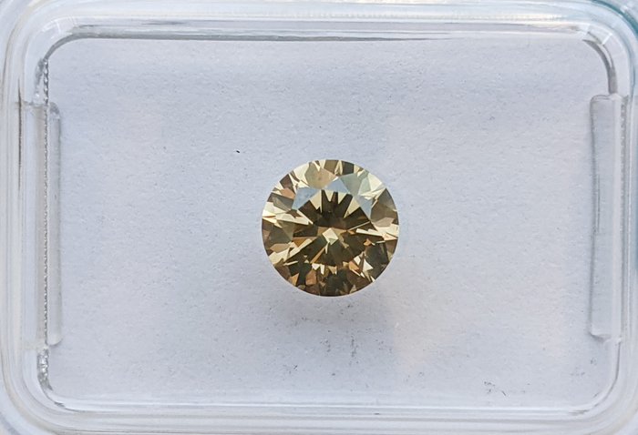 钻石 - 0.71 ct - 圆形 - 中彩褐带黄 - SI2 微内含二级, No Reserve Price
