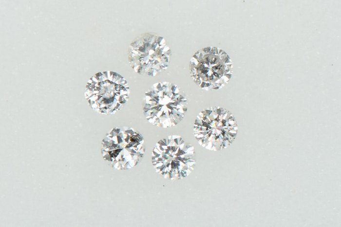 7 pcs 鑽石 - 0.25 ct - 圓形的 - NO RESERVE PRICE - F - G - I1, SI1, SI2