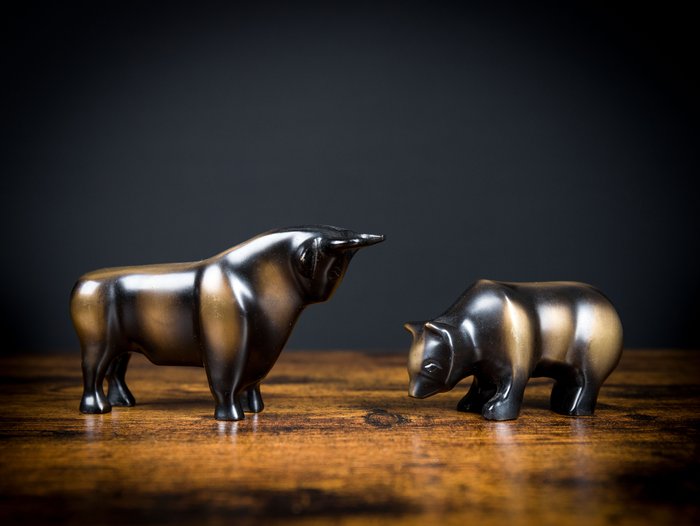 玩具人偶 - Bull & Bear symbol of the stock exchange - 黄铜色